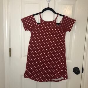 Forever 21 Red w/ White Polka Dots Cold Shoulder Girls Dress - Girl's 11/12